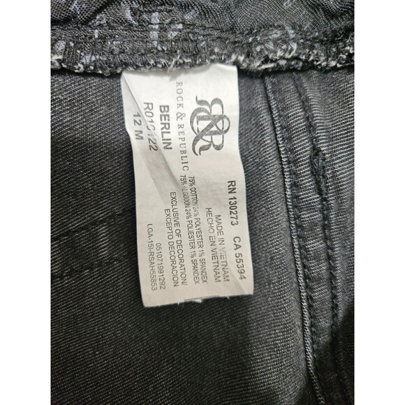Rock & Republic Skinny Berlin Jeans Meter Black Chain Cotton Blend Size 12 - Picture 8 of 11